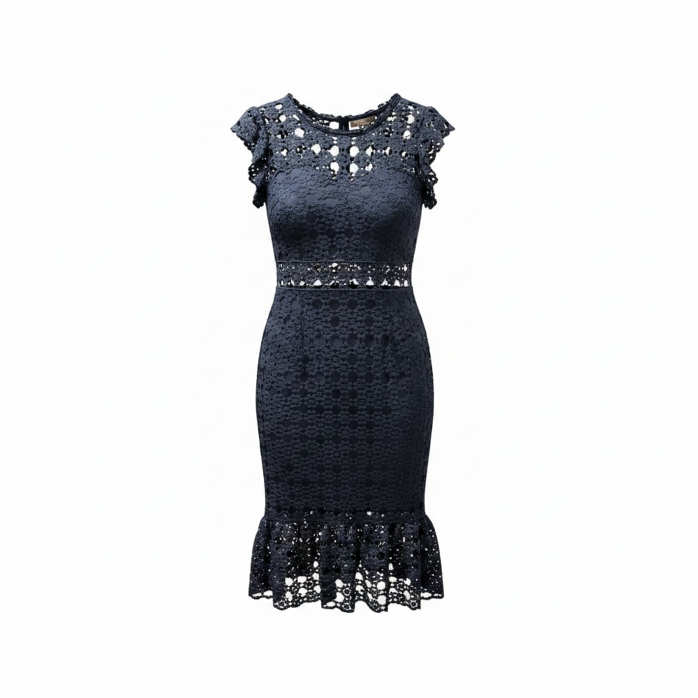 Petal and Pup Women's Lauren Lace Overlay Dress Navy Blue Midi